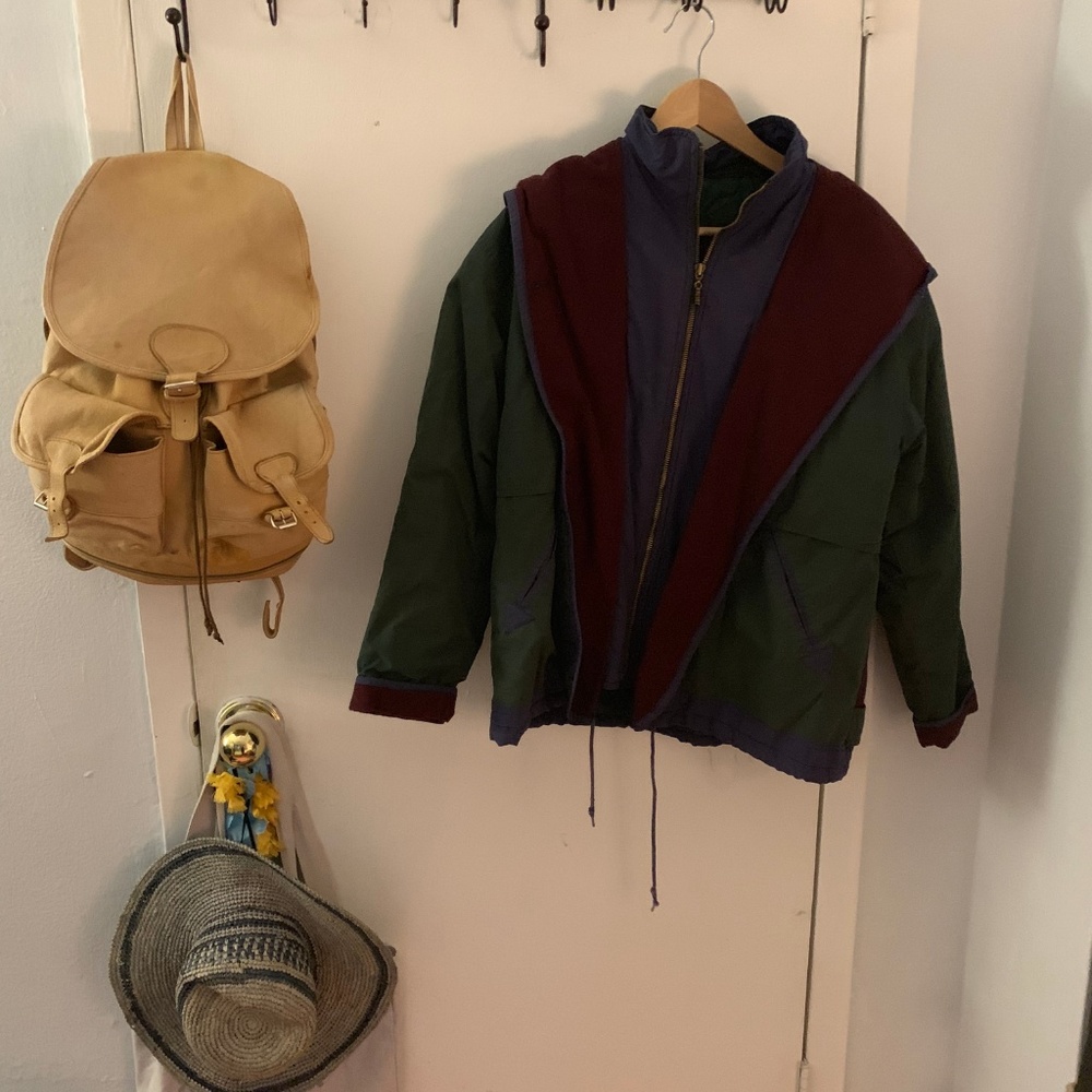 vintage green/burgundy coat